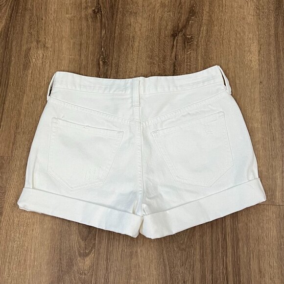 J Crew White Roll Cuff Distressed Jean Shorts Sz 24 - Picture 6 of 8